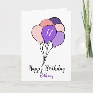 Carte 17ème anniversaire de la bande de ballons
