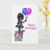 Carte 17ème anniversaire fille (Fleur jaune)