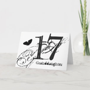 Carte 17ème anniversaire pour une petite-fille, papillon