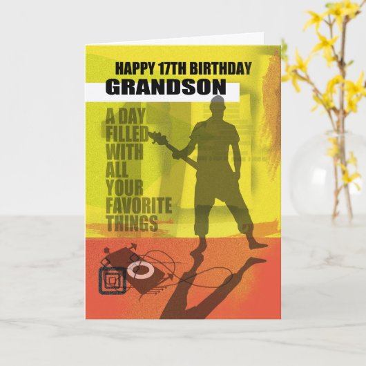 Carte 17ème Conception moderne de petit-fils (Fleur jaune)