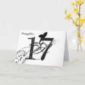 Carte 17th birthday, daughter, butterfly, black & white. (Fleur jaune)