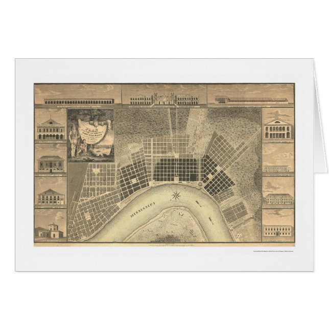 Carte 1815 de plan de la Nouvelle-Orléans (Devant horizontal)