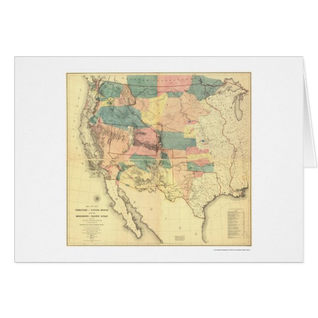 Carte 1858 d'enquête de chemin de fer des USA (Devant horizontal)