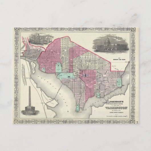 Carte 1866 de Johnson de DC de Washington (Devant)