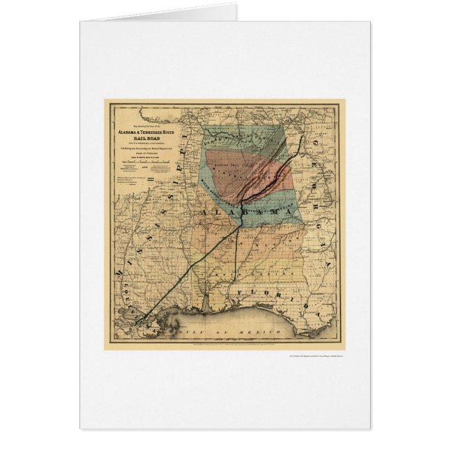 Carte 1867 de chemin de fer de l'Alabama et du (Devant)