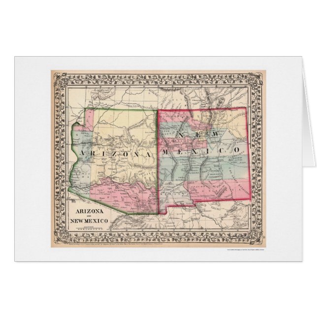 Carte 1867 de l'Arizona Nouveau Mexique (Devant horizontal)