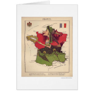 Carte 1868 de caricature de la France