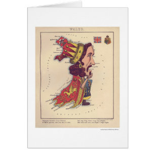 Carte 1868 de caricature du Pays de Galles