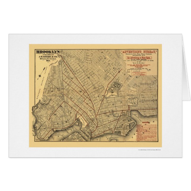 Carte 1874 de chemin de fer de ville de Brooklyn (Devant horizontal)
