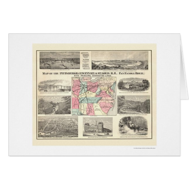 Carte 1877 de chemin de fer de Pittsburg (Devant horizontal)