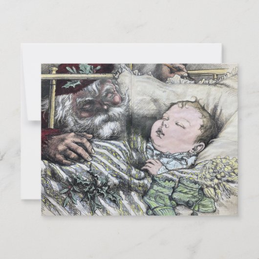 Carte 1880 Père Noël et bébé de Thomas Nast Harper (Devant)