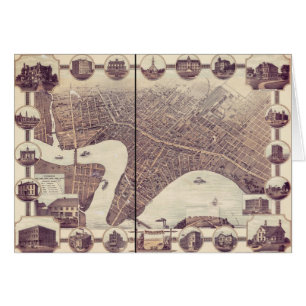 Carte 1884 de vue d'oeil d'oiseau de Winnipeg