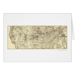 Carte 1888 de chemin de fer d'île de roche