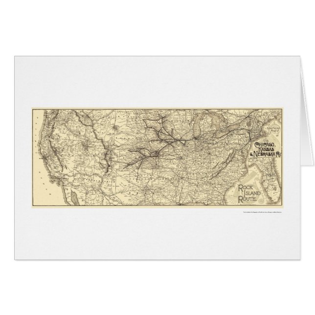 Carte 1888 de chemin de fer d'île de roche (Devant horizontal)