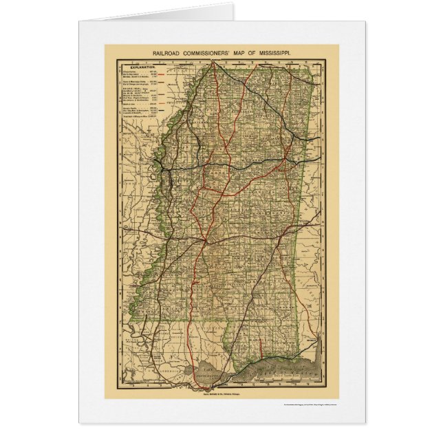 Carte 1888 de chemin de fer du Mississippi (Devant)