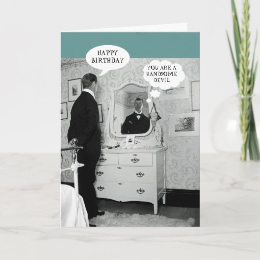 CARTE 1890 MAN MIRROR REFLECTION FUNNY SPEECH BUBBLE (Devant)