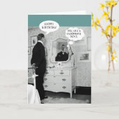 CARTE 1890 MAN MIRROR REFLECTION FUNNY SPEECH BUBBLE (Fleur jaune)