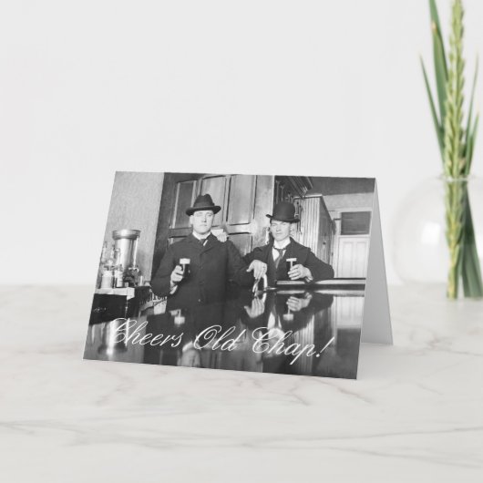 Carte 1890 Saloon Bar Hommes Cheers Old Chap Joyeux Anni (Devant)