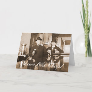 Carte 1890 Saloon Bar Hommes Cheers Old Chap Joyeux Anni