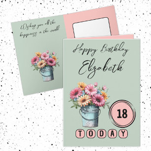 Carte 18 aujourd'hui gerbera fleurs d'anniversaire vert