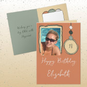 Carte 18e ajouter nom photo tout âge orange anniversaire
