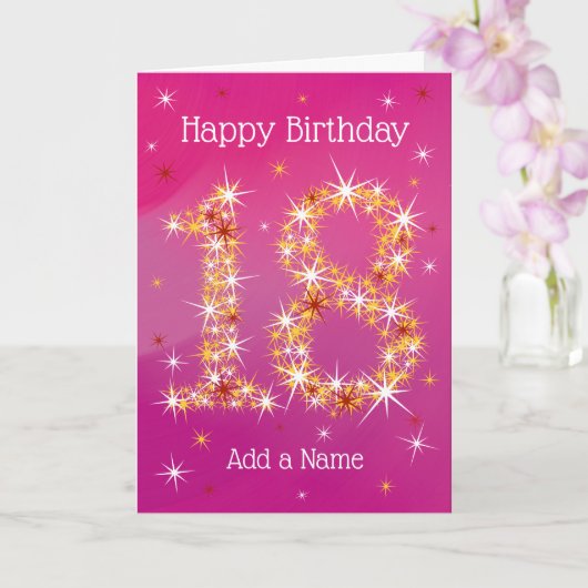 Carte 18e anniversaire - 18 ans en nombre d'étoiles - ro (Orchidée)