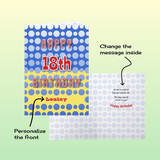 Carte 18e anniversaire ajouter cercles de nom motif