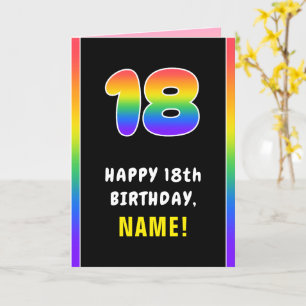 Carte 18e anniversaire : Arc-en-ciel coloré # 18, Nom pe