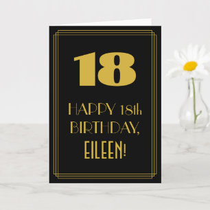 Carte 18e anniversaire ~ Art Déco Inspiré Look "18" & No