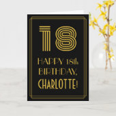 Carte 18e anniversaire : Art Déco Inspiré Look "18" & No (Fleur jaune)