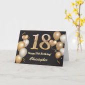 Carte 18e anniversaire Ballons noirs et or Anniversaire (Fleur jaune)
