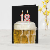 Carte 18e anniversaire Bière en noir (Fleur jaune)
