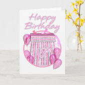 Carte 18e Anniversaire boîte cadeau - Rose - Joyeux anni (Fleur jaune)