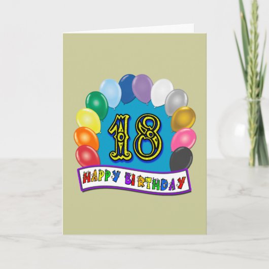 Carte 18e anniversaire Cadeaux avec Ballons Assortis Des (Devant)