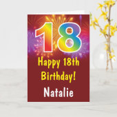 Carte 18e anniversaire coloré arc-en-ciel feux d'artific (Fleur jaune)