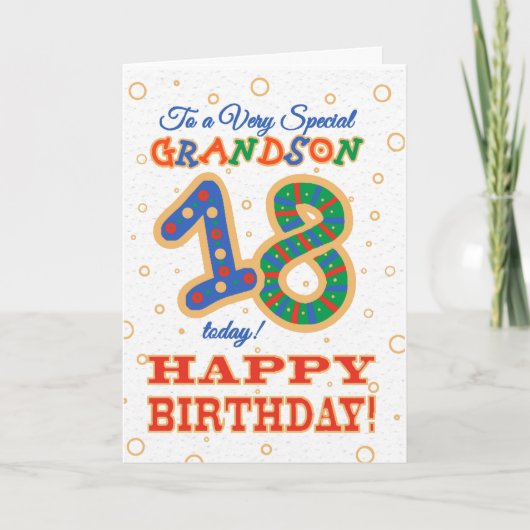 Carte 18e anniversaire coloré pour Grandson spécial (Devant)