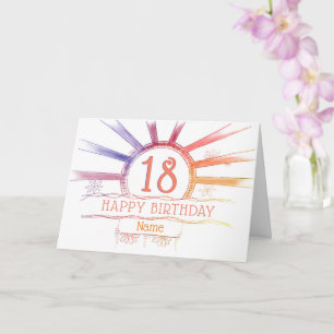 Carte 18e anniversaire - coucher de soleil multicolore d