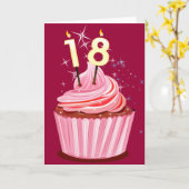 Carte 18e anniversaire - Cupcake rose (Fleur jaune)