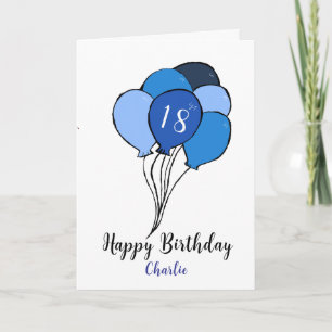 Carte 18e anniversaire de la bande de ballons bleus