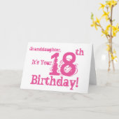Carte 18e anniversaire de la petite-fille en rose. (Fleur jaune)