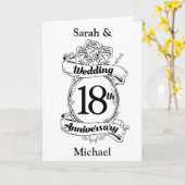 Carte 18e Anniversaire de Mariage Roses Noires et Blanch (Fleur jaune)