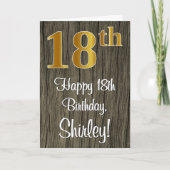 Carte 18e anniversaire : Elégant Faux Gold Look #, Faux (Devant)