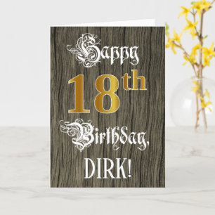 Carte 18e anniversaire : Faux Gold Look + Faux Wood Moti