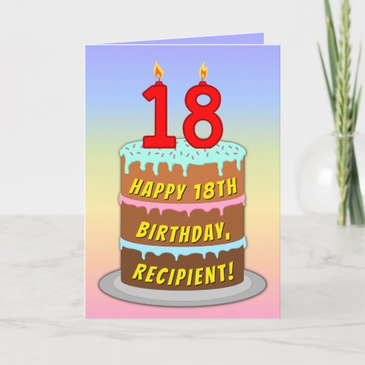 Carte 18e Anniversaire — Gâteau Amusant & Bougies, avec (Devant)