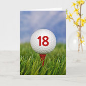 Carte 18e anniversaire Golf Ball on Red Tee (Fleur jaune)