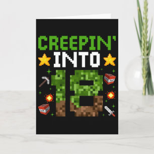 Carte 18e Anniversaire Joueur Pixel Creepin’ En 18 Vidéo