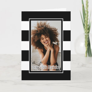 Carte 18e anniversaire Noir Blanc rayé