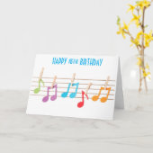 Carte **18e ANNIVERSAIRE** NOTES MUSICALES SOUHAITS D'AN (Fleur jaune)