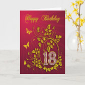 Carte 18e anniversaire papillons dorés (Fleur jaune)