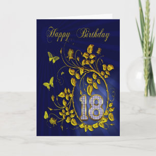 Carte 18e anniversaire papillons dorés